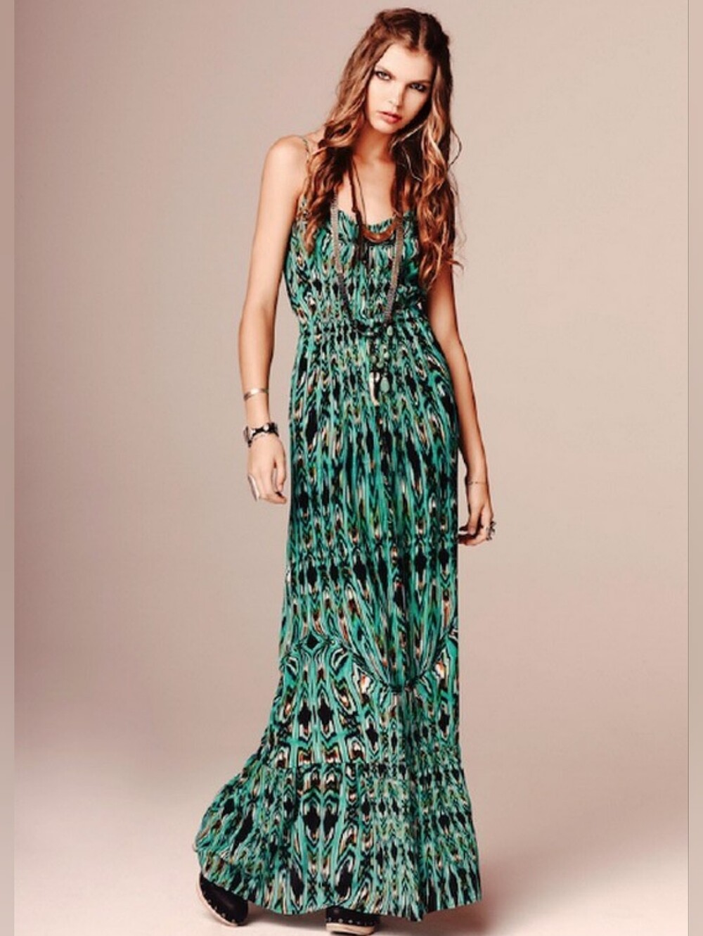 Twelfth Street By Cynthia Vincent Waisted Cami Silk Maxi Dress Size Small